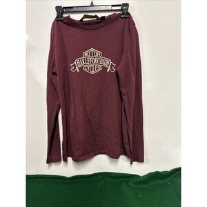 Harley Davidson Long Sleeve Blouse Shirt Burgandy Women’s Small